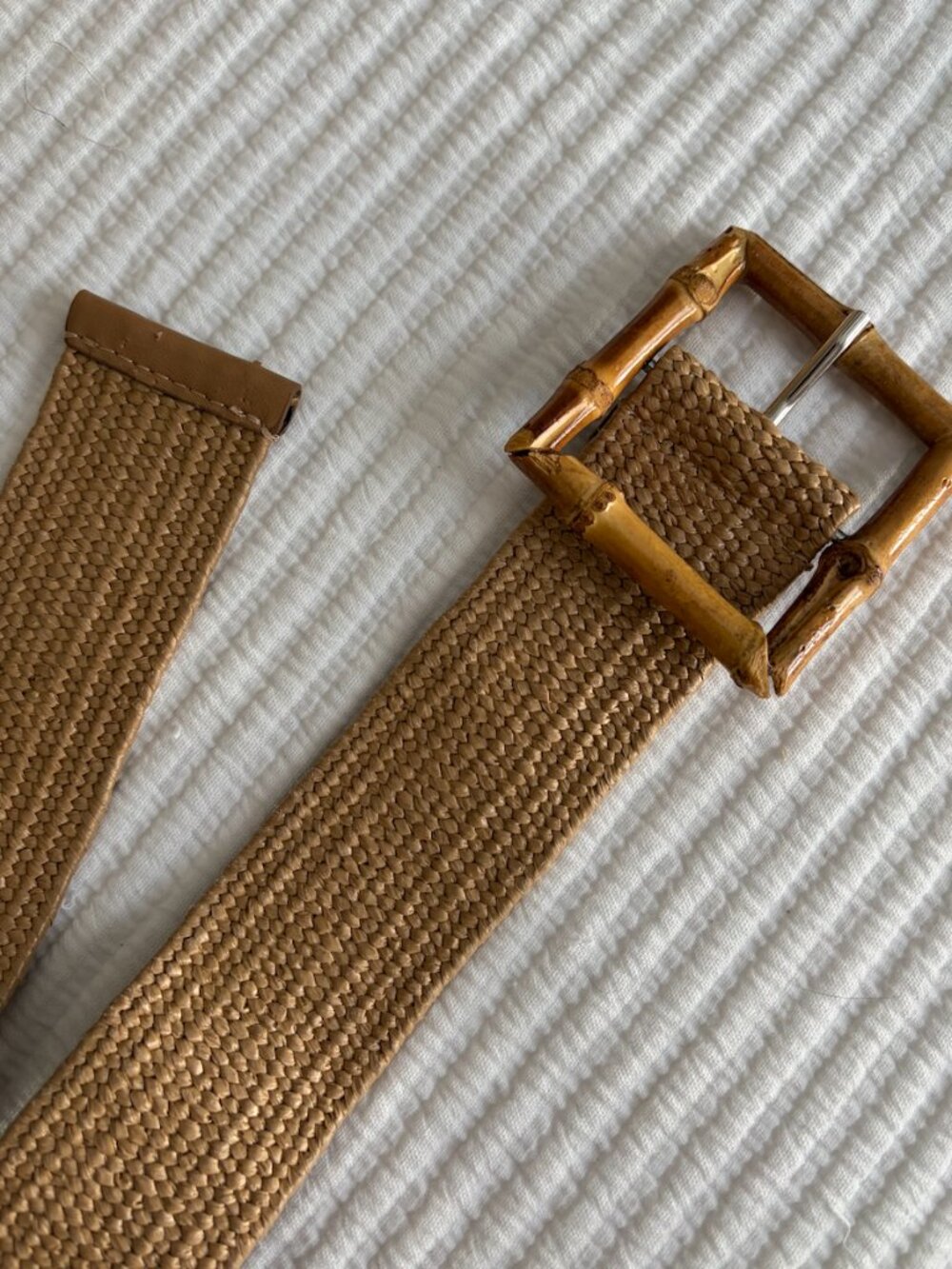 Camel Belt with Bamboo Buckle